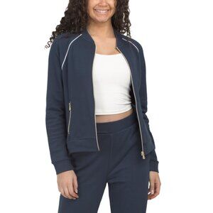 NANETTE LEPORE Black Iris Pique Bomber Jacket